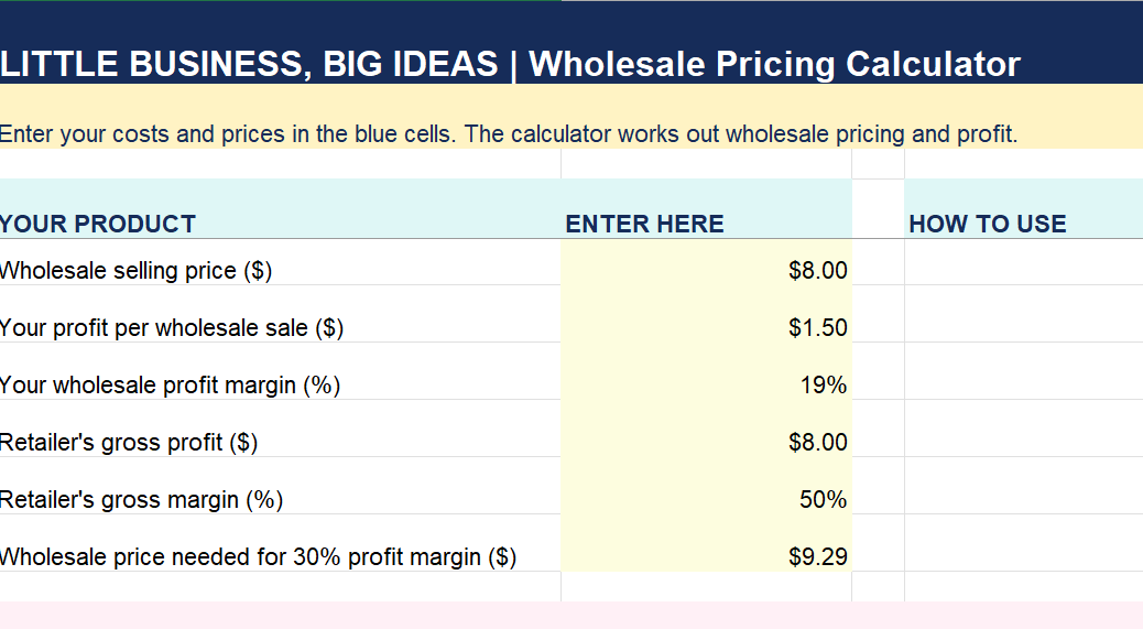 Wholesale Pricing Calculator